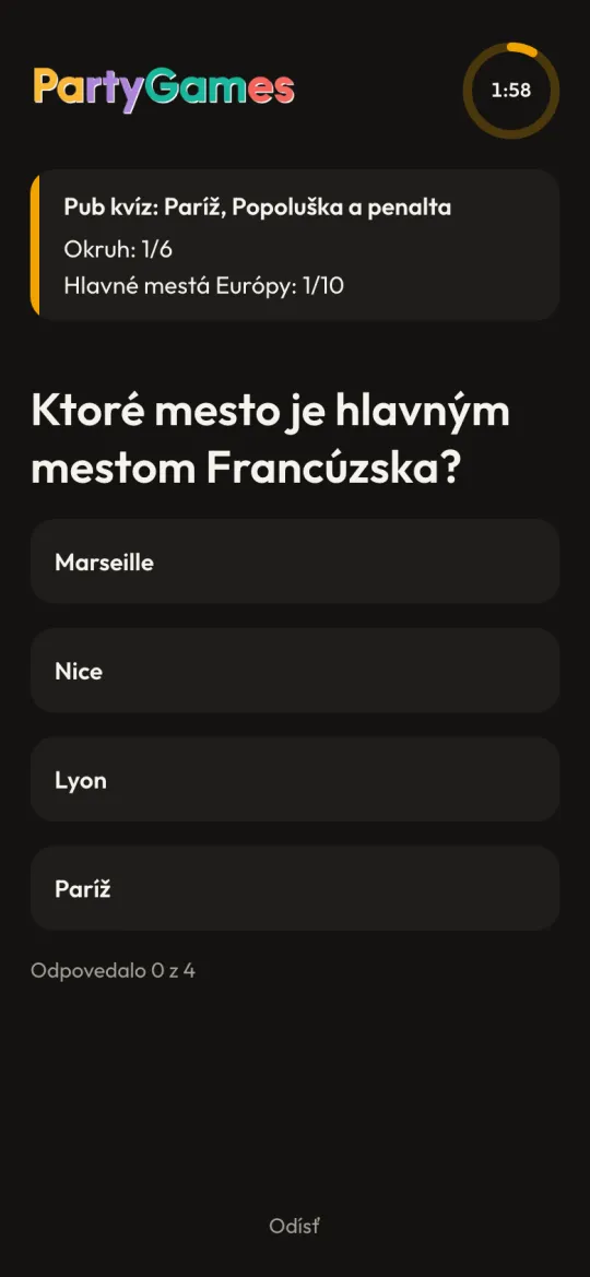 Pub kvíz: otázka přijde všem najednou